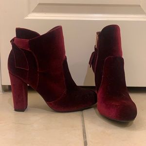 Bamboo Hilltop Burgundy Velvet Booties